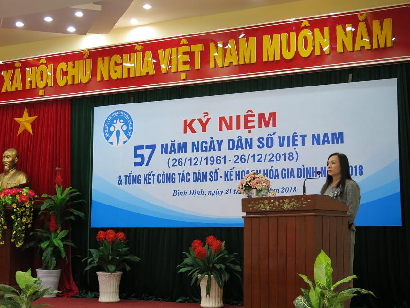 ThS  Nguyễn Thị Tuyết Nhung   PGĐ Sở Y tế phát biểu trong buổi Lễ kỷ niệm