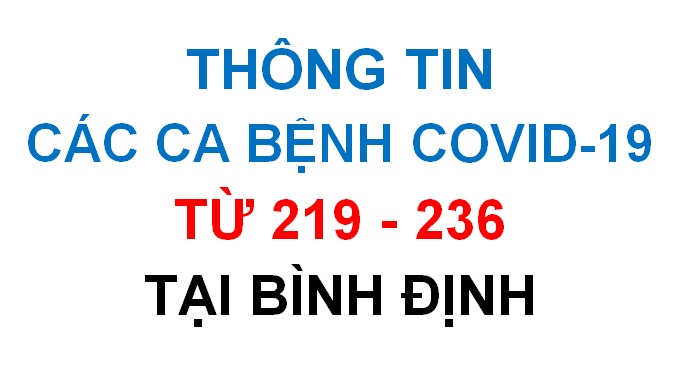 Thông tin các ca bệnh COVID-19 từ 219 - 236 tại Bình Định